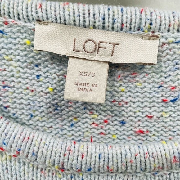 LOFT Oversize Blue Flecked Poncho Sweater Size XS/S - Picture 6 of 11